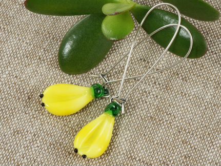 Серьги Бананы (лампворк)