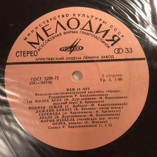 Виниловая пластика Ансамбль «орэра» нам 10 лет