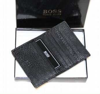 Кошелек визитница обложка Boss из натуральной кожи
