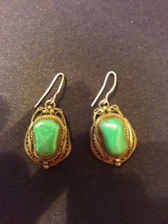Серьги малахит в серебре