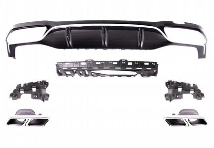 Диффузор черный с насадками хром 6.3S AMG Mercedes