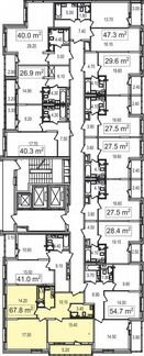 2-к квартира, 67.8 м², 9/25 эт.