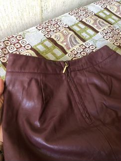 Юбка кожаная эко кожа бордо