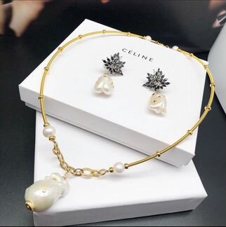 Колье Celine. Серебро. Серьги.жемчуг