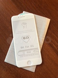 6D стекло на iPhone 6s белое
