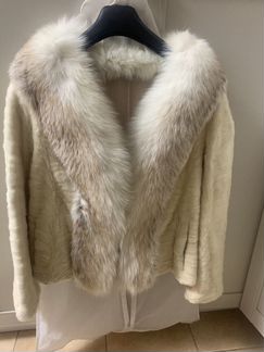 Полушубок из норки светлый цвет ванили