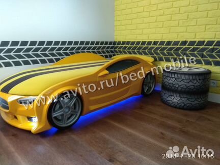 Машина кровать NEO Мерседес желтый