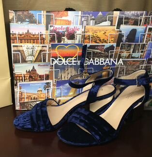 Босоножки новые 36 размер синие велюровые вечерние