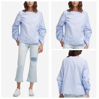 Dkny рубашка оверсайз хлопок голубая блузка 46-50