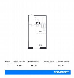 Квартира-студия, 26.4 м², 22/23 эт.