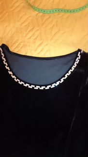 Платье бархатное, черное, 50 размер