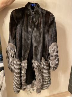 Шуба из норки с чернобуркой