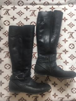 Сапоги черные натуральная кожа мех 38