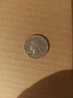 Монета Liberty 1965 Quarter Dollar. Перевёртыш