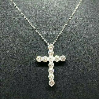 Золотой крест Tiffany с бриллиантами 1.86 ct