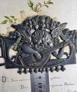 1880 гг. Антикварная накладка. Ангел. Бронза