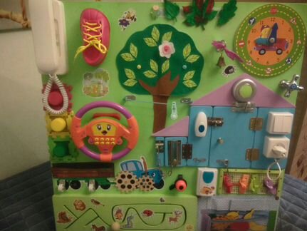 Бизиборд Развивающая доска Синий трактор