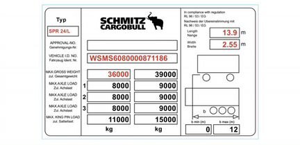 Табличка наклейка прицеп Schmitz
