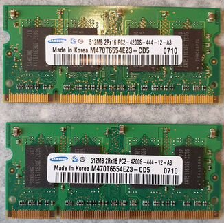 Память sodimm Samsung DDR2-553 1 Gb (2шт х 512 Mb)