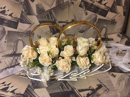 Кольца и фата на машину свадебные