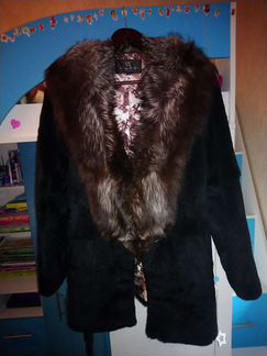 Шуба из кролика с чернобуркой