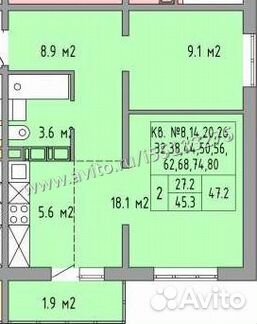 2-к квартира, 50 м², 10/17 эт.