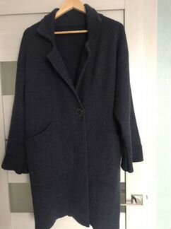 Пальто демисезонное шерстяное темно синий цвет